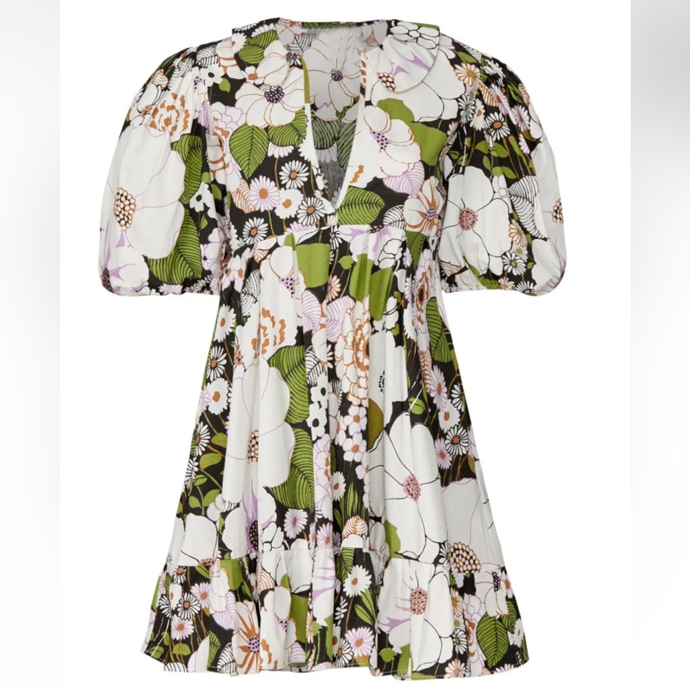 Maje Floral Dress in Green and White